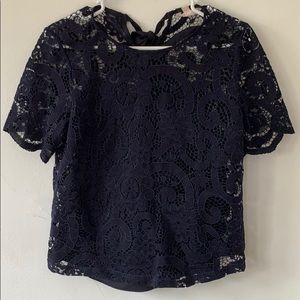 Navy Lace Blouse